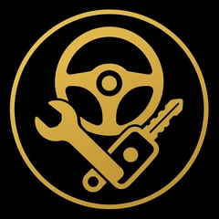Steering wheel, wrench and key